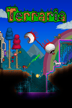 En Terraria  excava, lucha, explora, construye! Nada es imposible en este juego lleno de aventura. El mundo es tu lienzo y el suelo mismo es tu pintura.