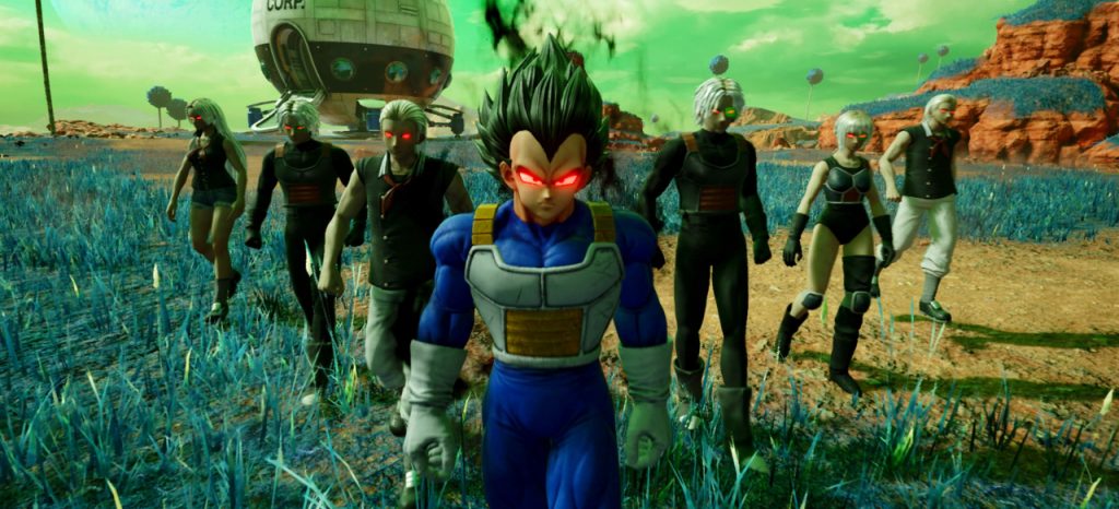Jump Force es un juego de lucha 1 contra 1 en el que el jugador controla un equipo de tres personajes de una selección de varias series de manga